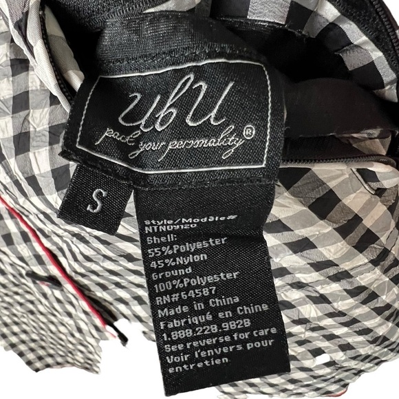 UBU "Pack Your Personality" Reversible Jacket Trench Black White Check Sz S Pack - Picture 3 of 9